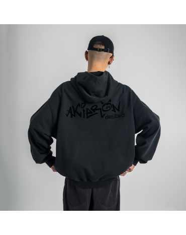 Washed Hoodie "Designs" Black