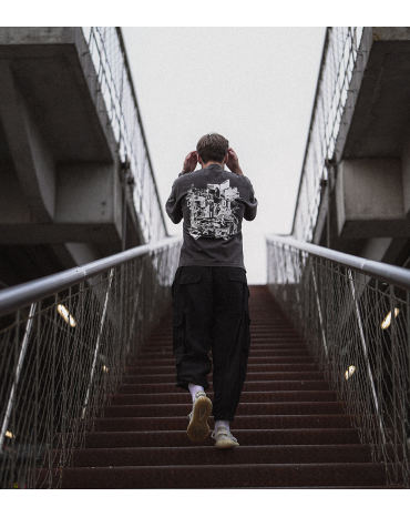Boxy Tee "Maps" Vintage Black