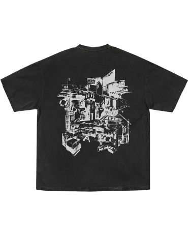 Boxy Tee "Maps" Vintage Black